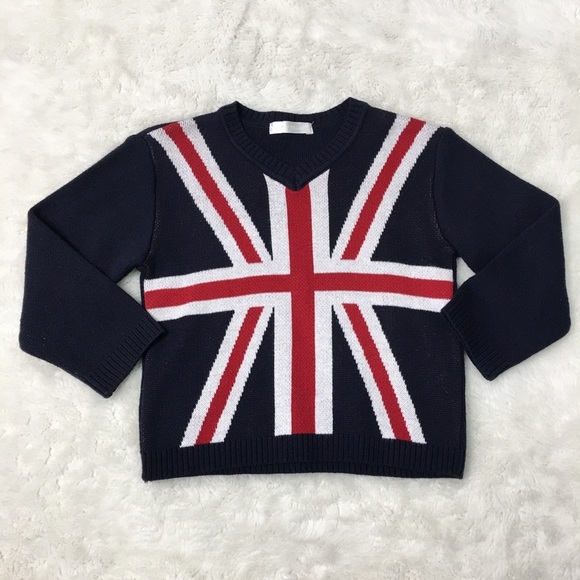 Paola Tricot Kids Union Jack Navy Blue Knit Sweater Size 2 Y